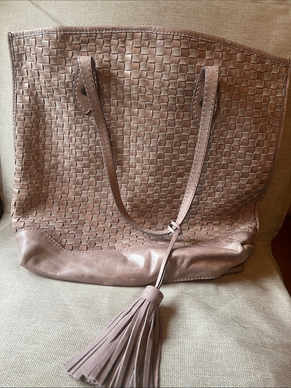 Frye woven leather tote